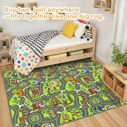 Arenarug 3'x5' Kids Play Rug Low Pile City Map Design Indoor Non-Slip Carpet