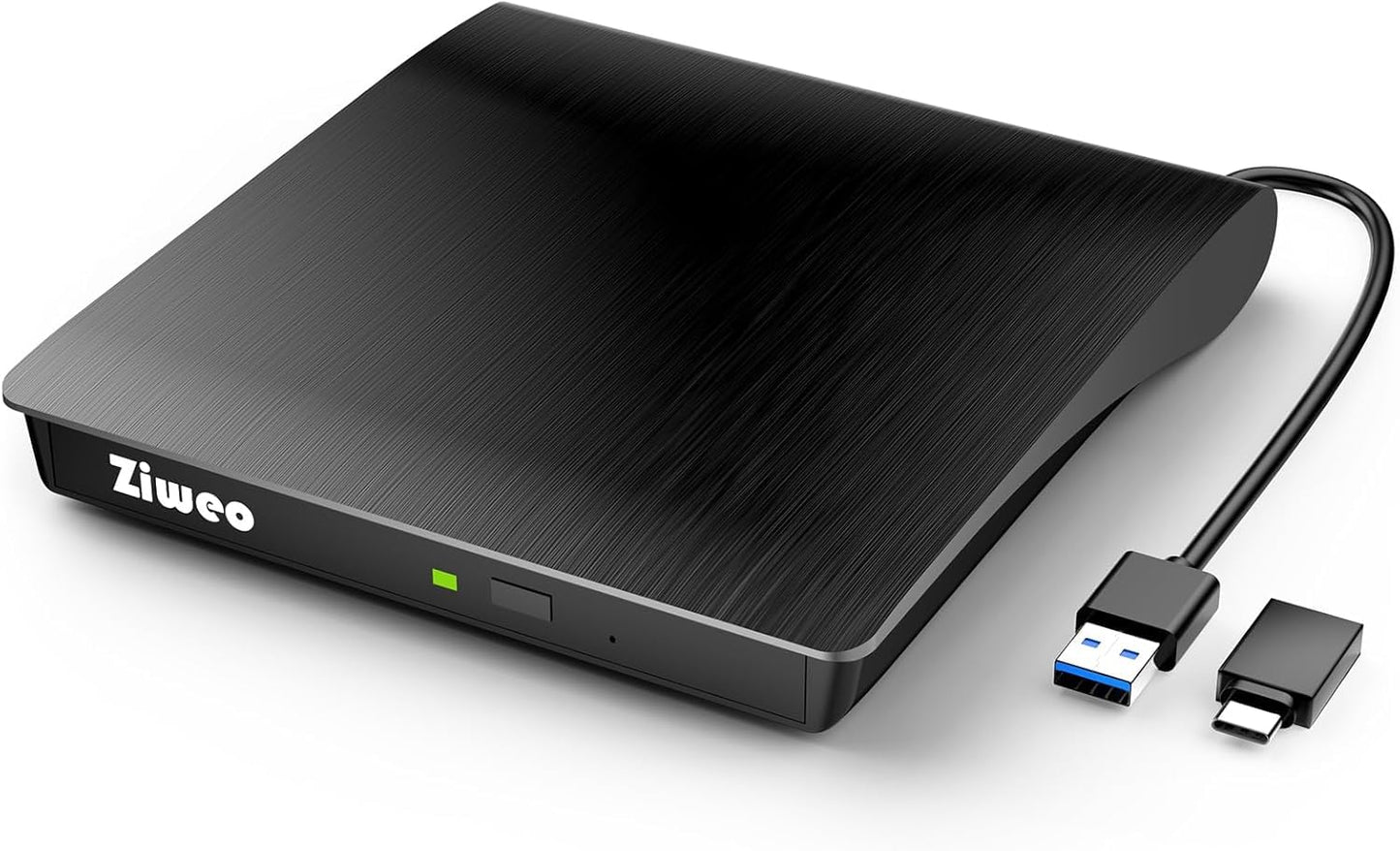 Ziweo USB 3.0 & Type-C External Slim CD/DVD Drive 24x Write Speed Portable Optical Drive