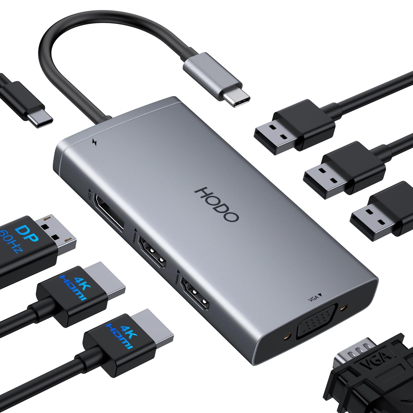 HODO 8-in-1 USB-C Docking Station Model HDS-8P3HDMI 4K 60Hz Dual Display