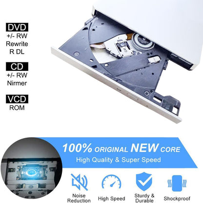 VikTck External USB 3.0 DVD CD Drive VT968, 5 Gbps Data Transfer Rate, USB-C, Optical Storage Burn Speed 24x, Read Speed 3.6 MB/s