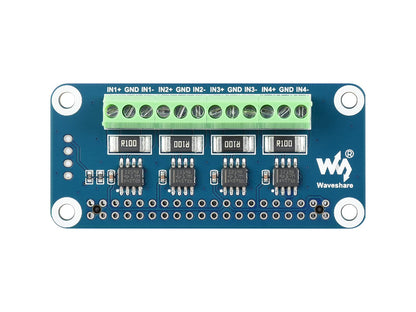 Waveshare 4-ch Current/Voltage/Power Monitor HAT for Raspberry Pi I2C Interface