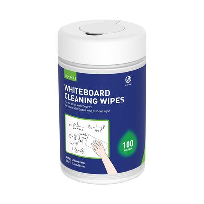 Loukin 100 Count W3203 Unscented Whiteboard Cleaning Wipes Canister