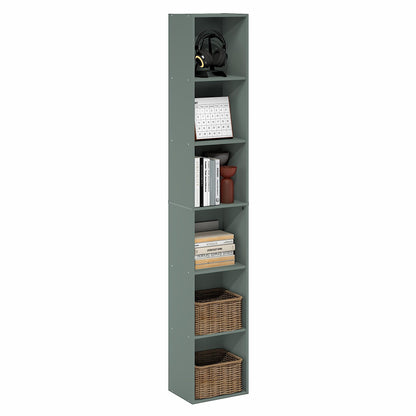 Furinno 6-Tier 24009SG Height 71.0 inches Width 12.1 inches Depth 9.4 inches Rectangular Open Shelving Floor Mount Bookcase