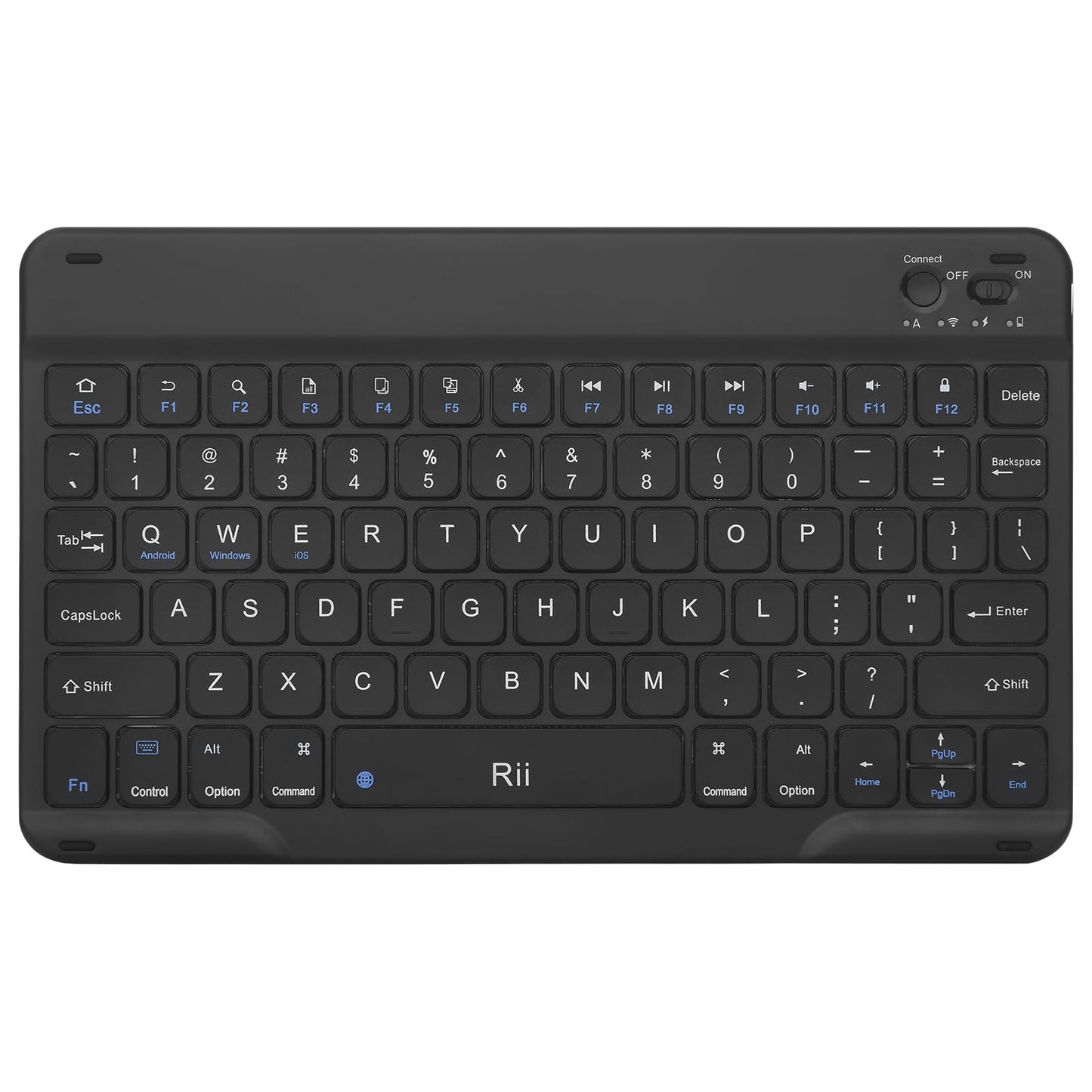 Rii RK302 Bluetooth Keyboard, 78-Key Wireless Slim Design for iPad, Android, Samsung, Windows, Mac, Linux, Tablets & Laptops