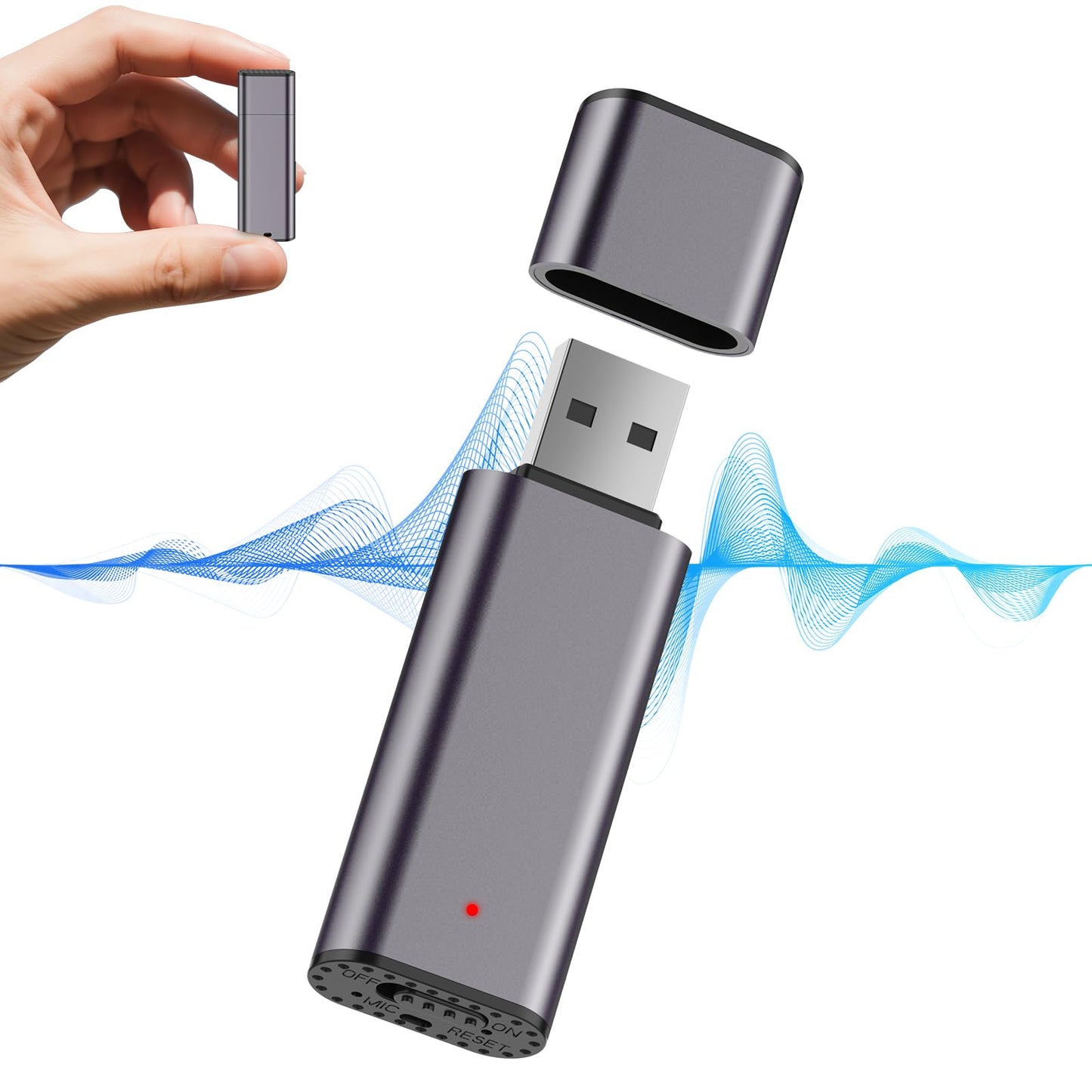 VEVARUN 64GB Digital Voice Recorder Model 0626UL103A USB 750 Hours Recording Noise Cancellation