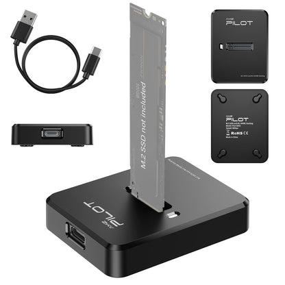 AMZPILOT M.2 NVMe SATA to USB C Docking Station Pilot SD03 PCIe 3.0 USB 3.2 Gen 2 Enclosure