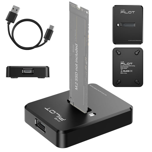 AMZPILOT M.2 NVMe SATA to USB C Docking Station Pilot SD03 PCIe 3.0 USB 3.2 Gen 2 Enclosure