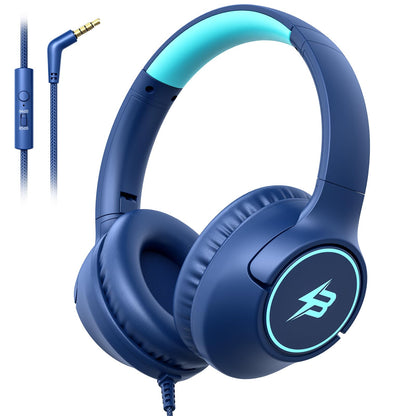Botesty Sound Ivy Wired Kids Headphones with 3.5mm Jack, 40mm Dynamic Driver, Over-Ear, Noise Isolation, Adjustable Headband, Navy Blue
