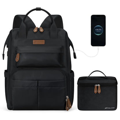Maelstrom Laptop Backpack with Insulated Lunch Box, MSBLP10, Black, 25 Liters, Polyester, Anti-Theft Features