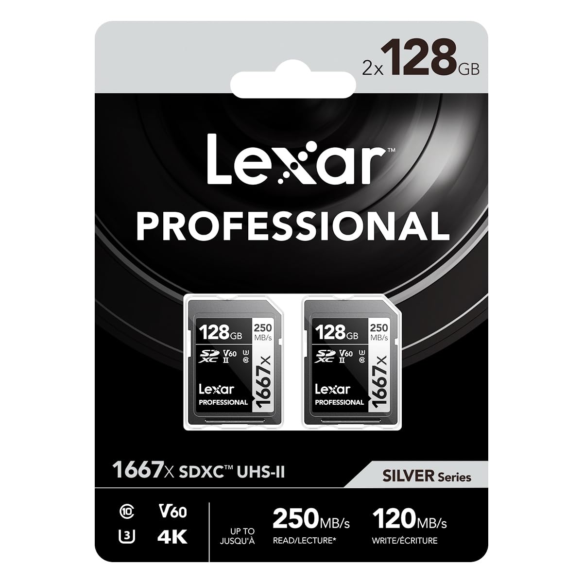 Lexar 128GB LSD128CBNA16672 SDXC Memory Card, UHS-II, Class 10, Up to 250 MB/s Read Speed