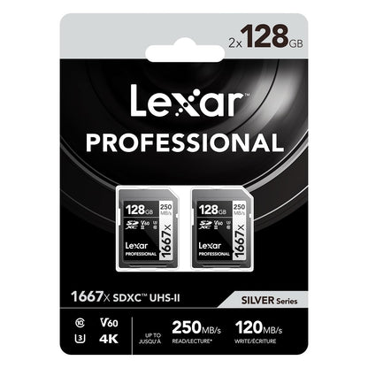 Lexar 128GB LSD128CBNA16672 SDXC Memory Card, UHS-II, Class 10, Up to 250 MB/s Read Speed