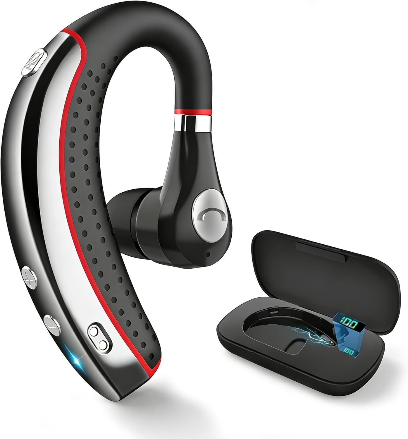SneKa A8 Bluetooth Headset, In-Ear, Wireless, Adaptive Noise Cancellation, Red