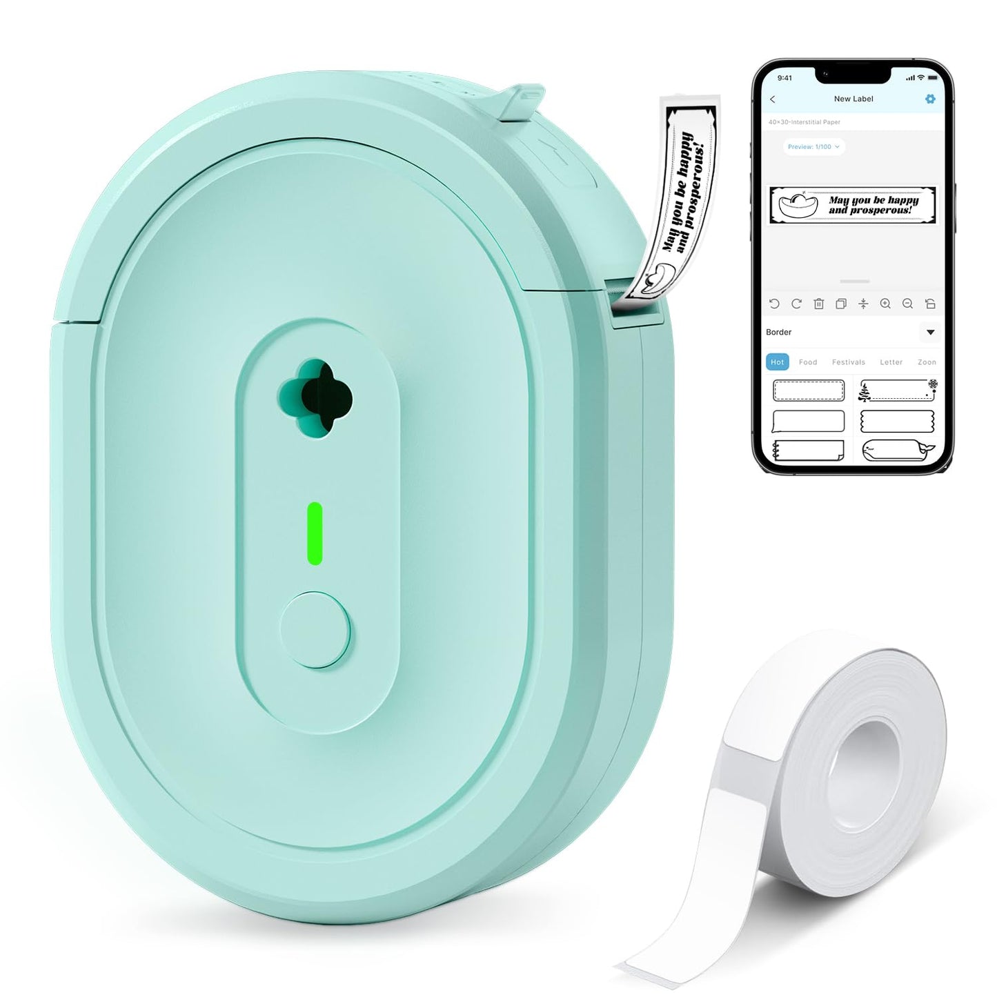 NDYIN N12 Portable Thermal Label Printer Monochrome 203 x 203 dpi Bluetooth