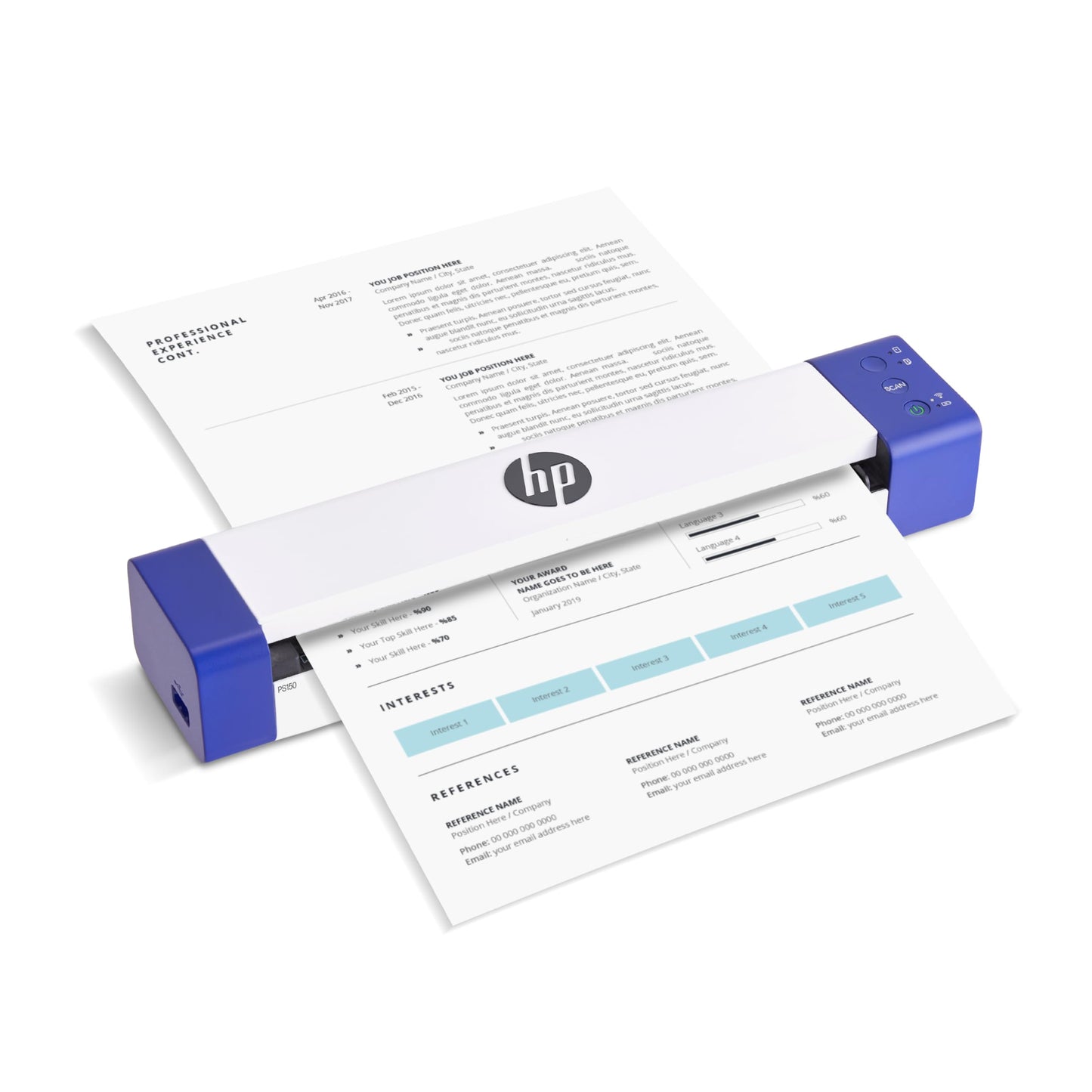 HP PS150 Portable Document Scanner 300 dpi Document USB Wireless