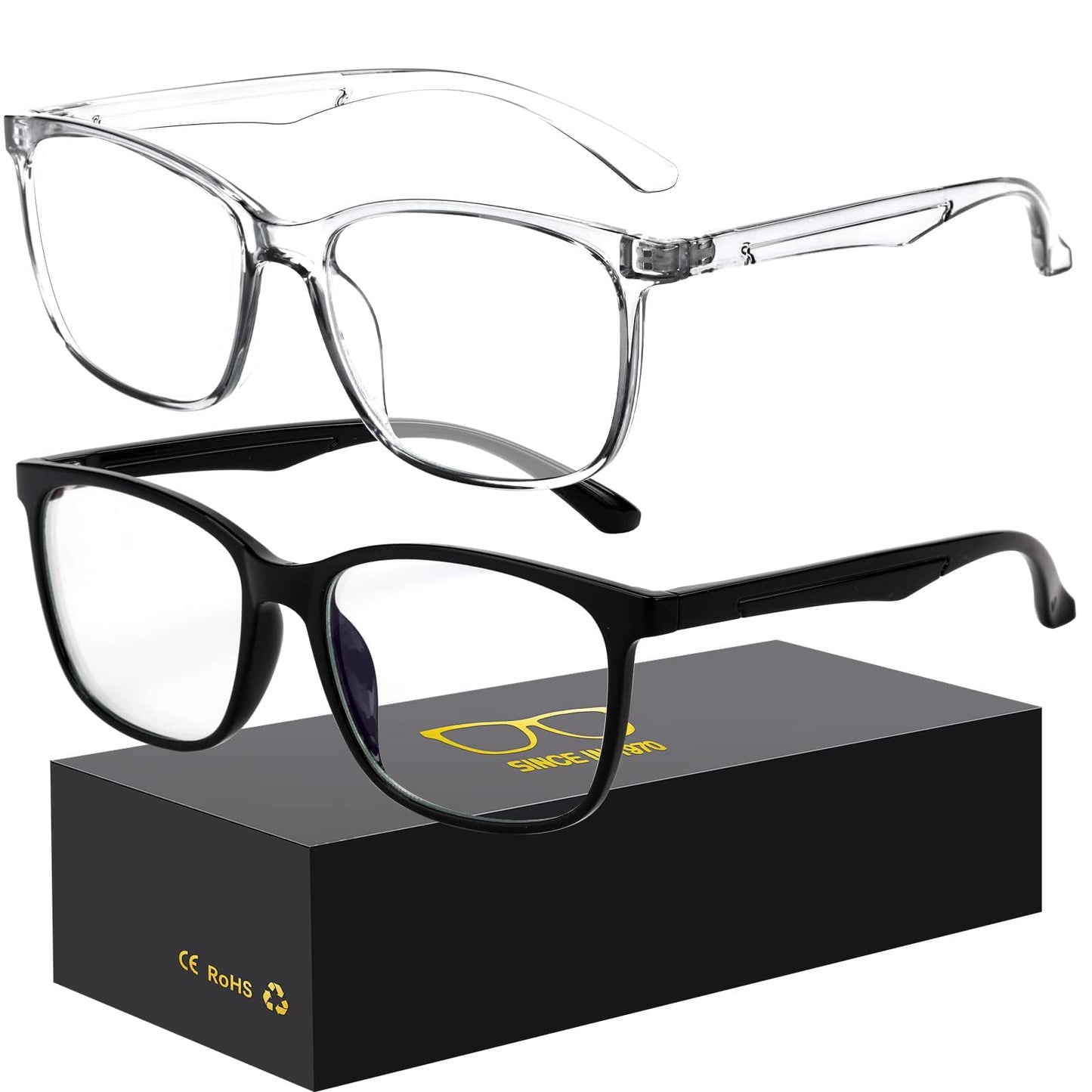Oilway 52mm 2303 Blue Light Blocking Glasses Full Rim Composite Transparent Frame