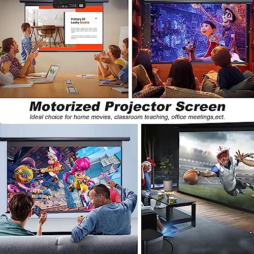 FRAYSCENT 150 Inch 150in(16:9)-Black Projector Screen Automatic Wall Mount Matte Composite