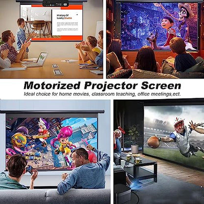 FRAYSCENT 150 Inch 150in(16:9)-Black Projector Screen Automatic Wall Mount Matte Composite