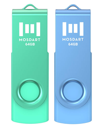 MOSDART 64GB USB 2.0 Flash Drive UD129-Colorful-64GB-2Pack