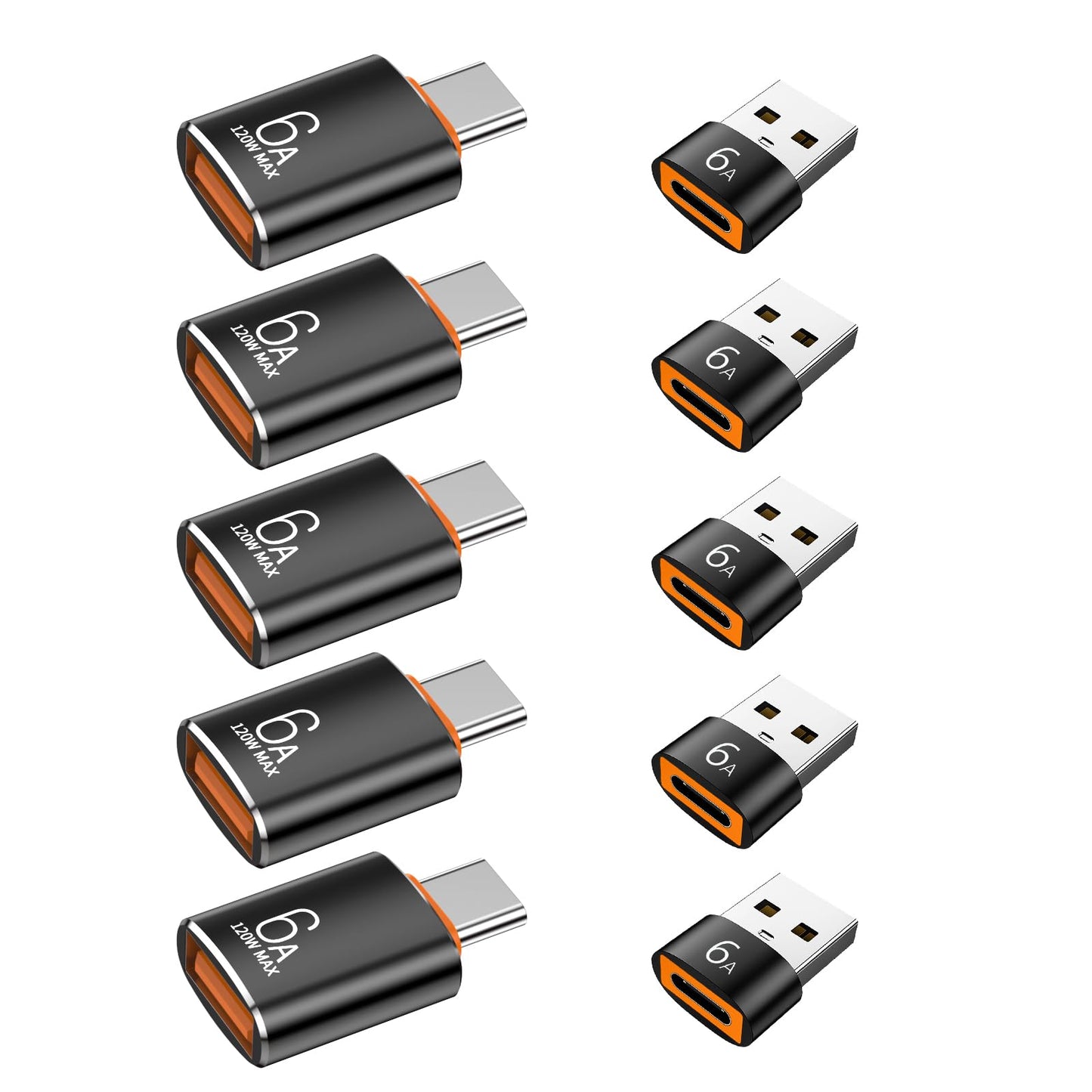 Pastall 10-Pack 10Gbps USB C to USB Adapter PST black 5+5 A to C