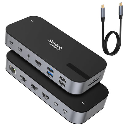 Selore&S-Global 16-in-1 3 HDMI Docking Station 4K@60Hz USB-C Laptop Dock