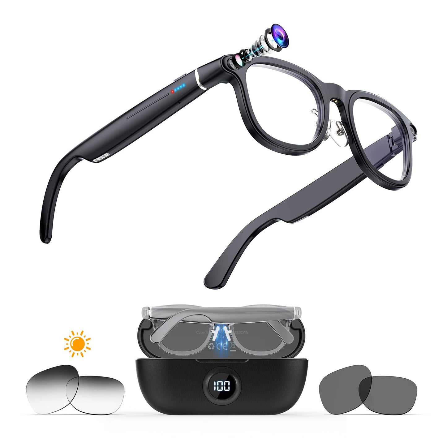 Coucur G1 2 Inch 220mAh Smart Glasses with 32GB Storage