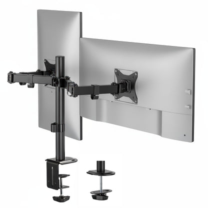 Mount-It! 32 inch MI-2752 Full Motion Monitor Arm Dual Desk Mount Clamp Grommet Adjustable Steel