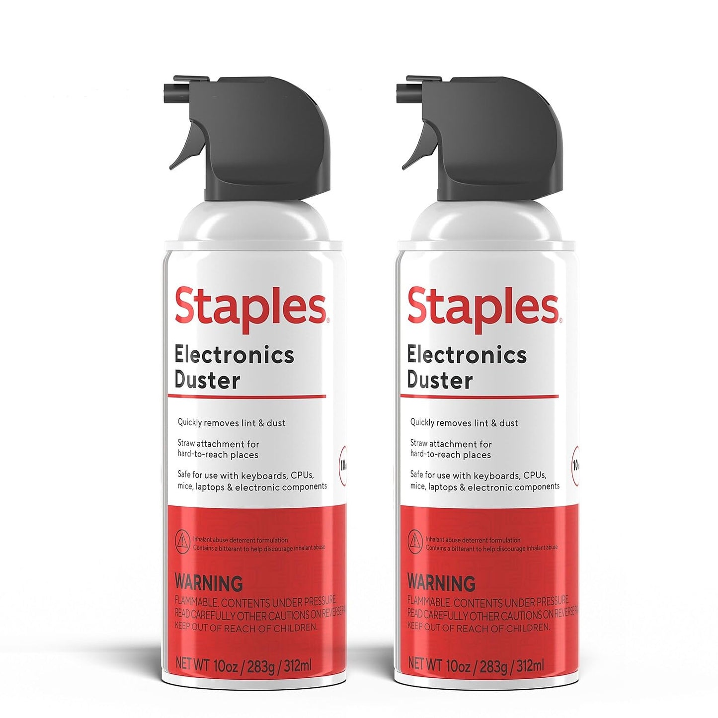 STAPLES 10 Fluid Ounces SPL10EN-2-CC Compressed Air Duster 2-Pack