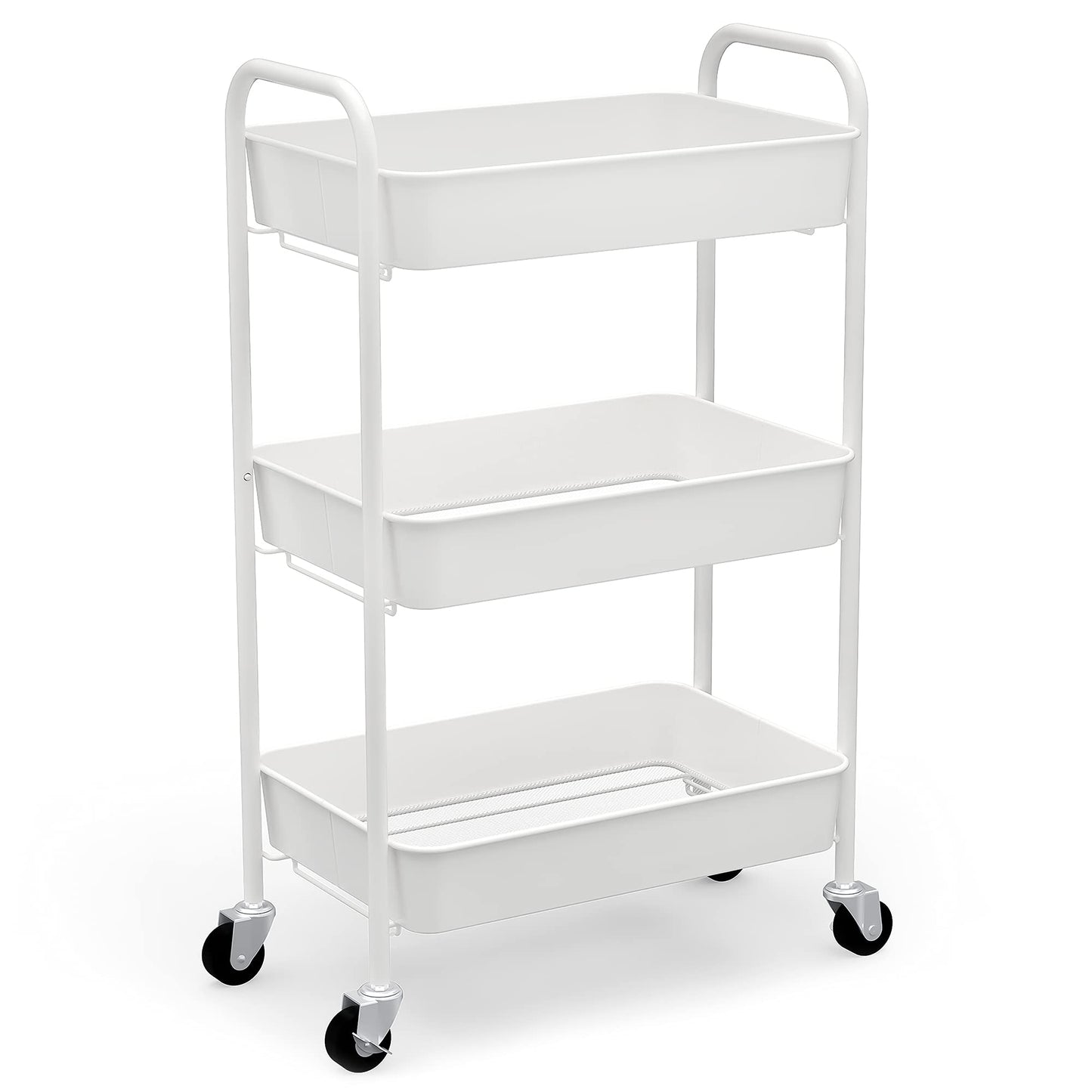 CAXXA 3-Tier Rolling Metal Storage Organizer SVQQPE Indoor Adult Utility Cart