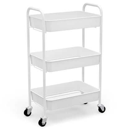 CAXXA 3-Tier Rolling Metal Storage Organizer SVQQPE Indoor Adult Utility Cart