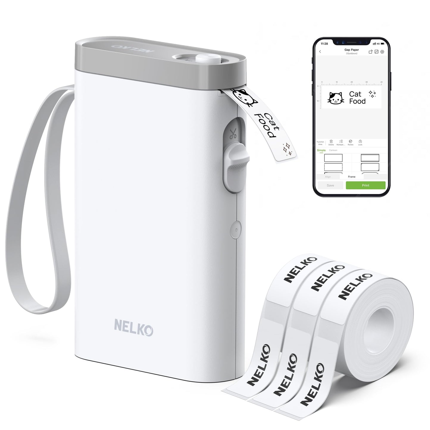Nelko P21 Bluetooth Thermal Label Maker with Built-in Media and 203 DPI