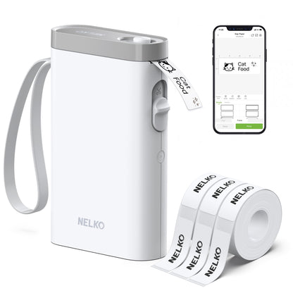 Nelko P21 Bluetooth Thermal Label Maker with Built-in Media and 203 DPI