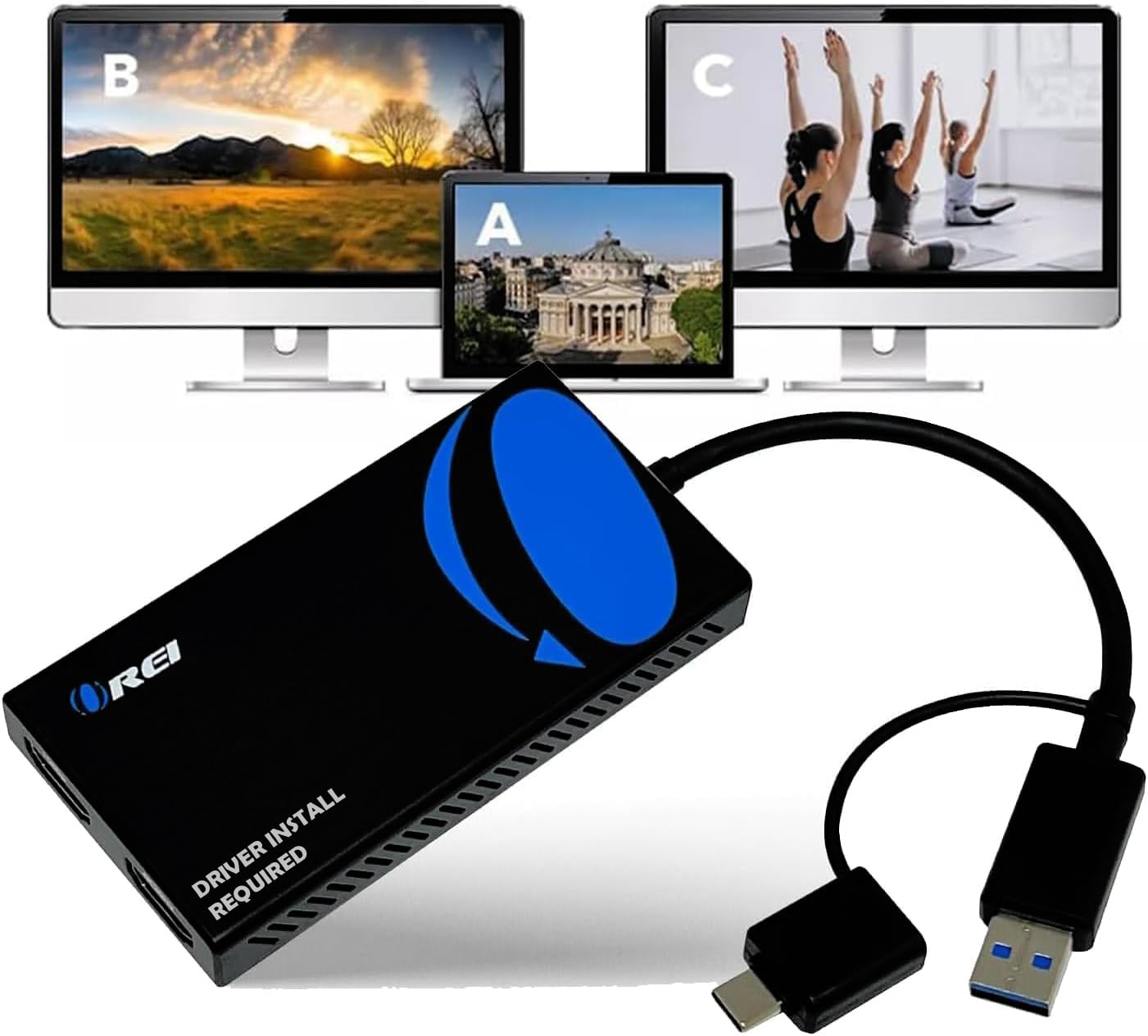 OREI 4 x 2 x 0.5 inches USBC2HDMI2 HDMI USB Type C Adapter 2 Ports
