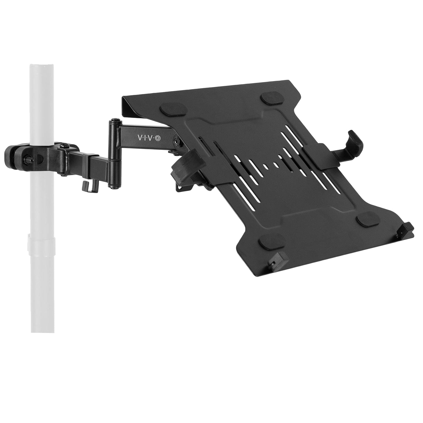 VIVO Steel Universal Full Motion Pole Mount Laptop Holder Arm, Adjustable for 10 to 15.6 inch Laptops, Black, MOUNT-PL1A-LAP3