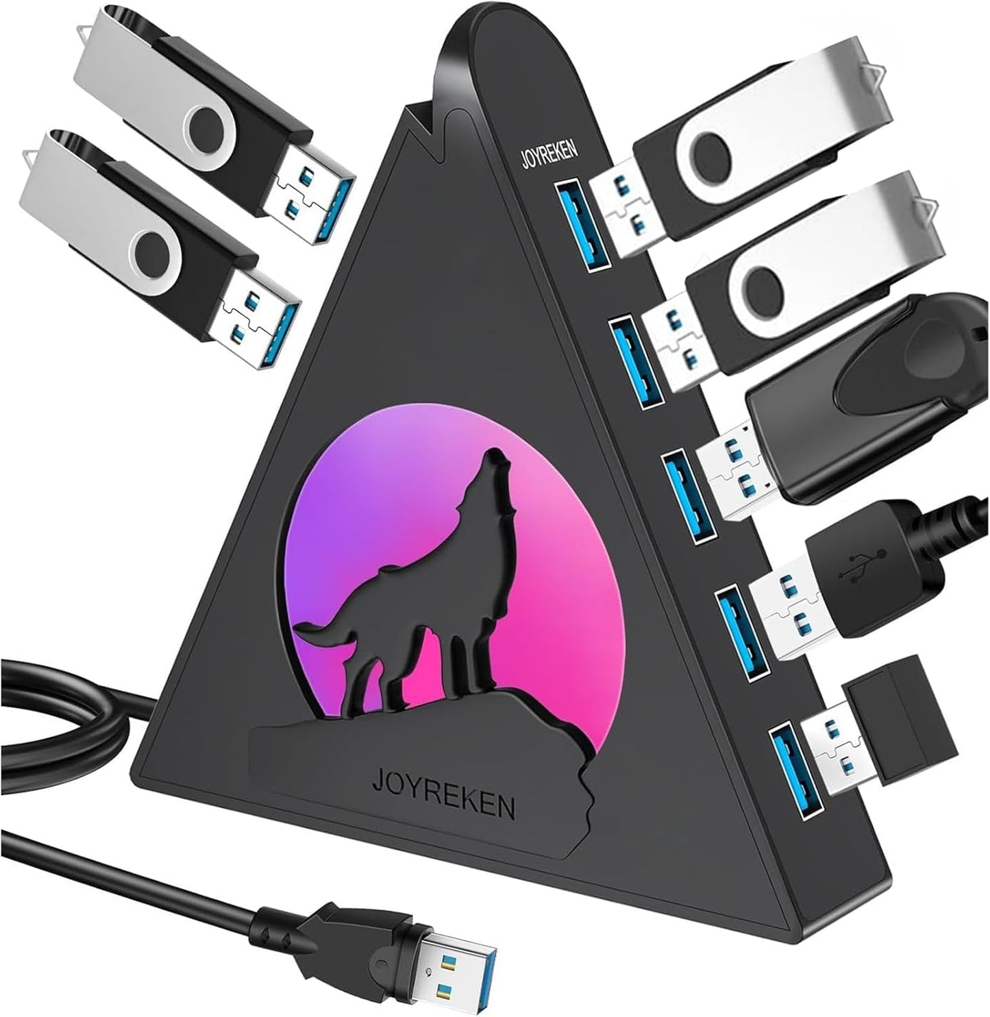 JoyReken 7-Port USB 3.0 Hub J7-WF-BK-2FT 5Gbps Plastic