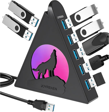 JoyReken 7-Port USB 3.0 Hub J7-WF-BK-2FT 5Gbps Plastic