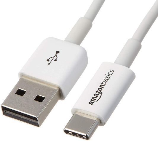 Amazon Basics 6ft USB-C to USB-A Cable L6LUC012-CS-R 15W 480 Mbps Data Transfer White