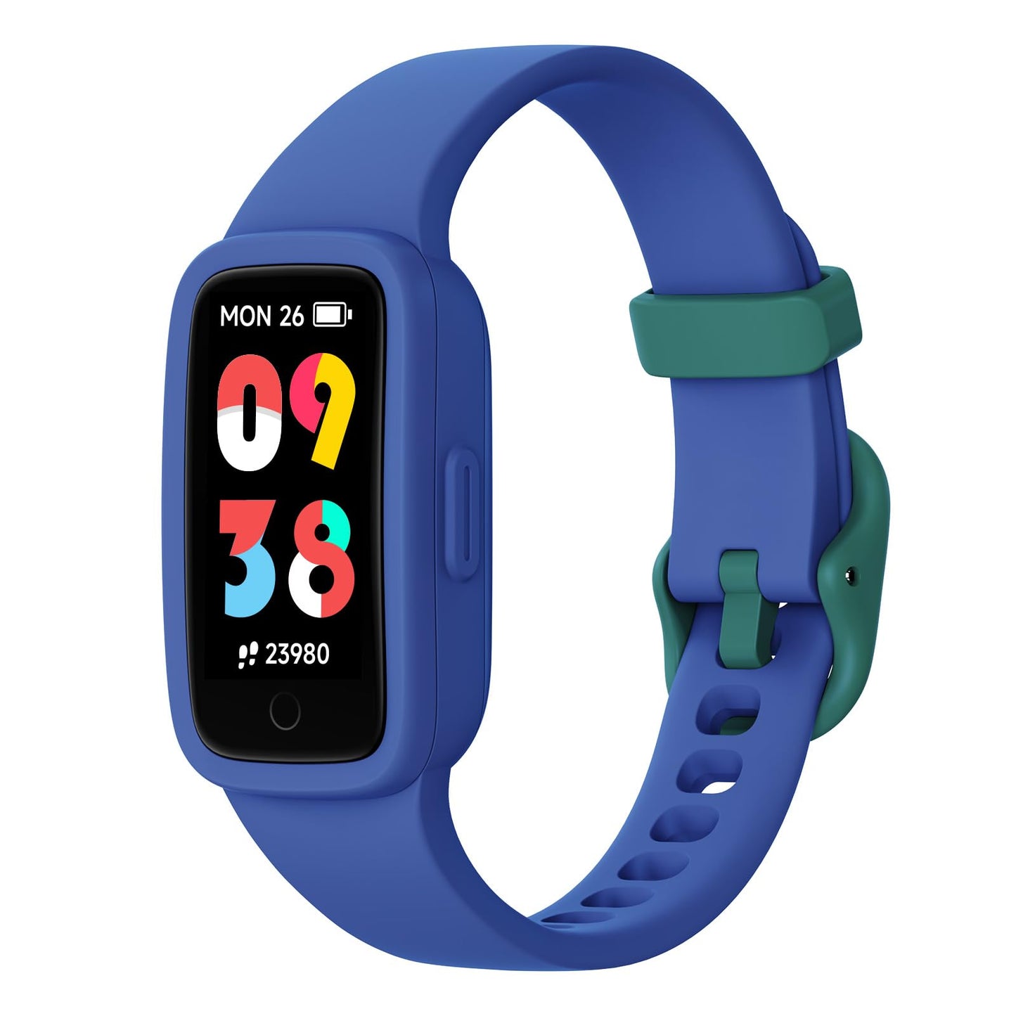BIGGERFIVE 0.95 Inches KR05 Optical & Accelerometer Fitness Tracker, 240 Hours Lithium-Ion Battery, Blue