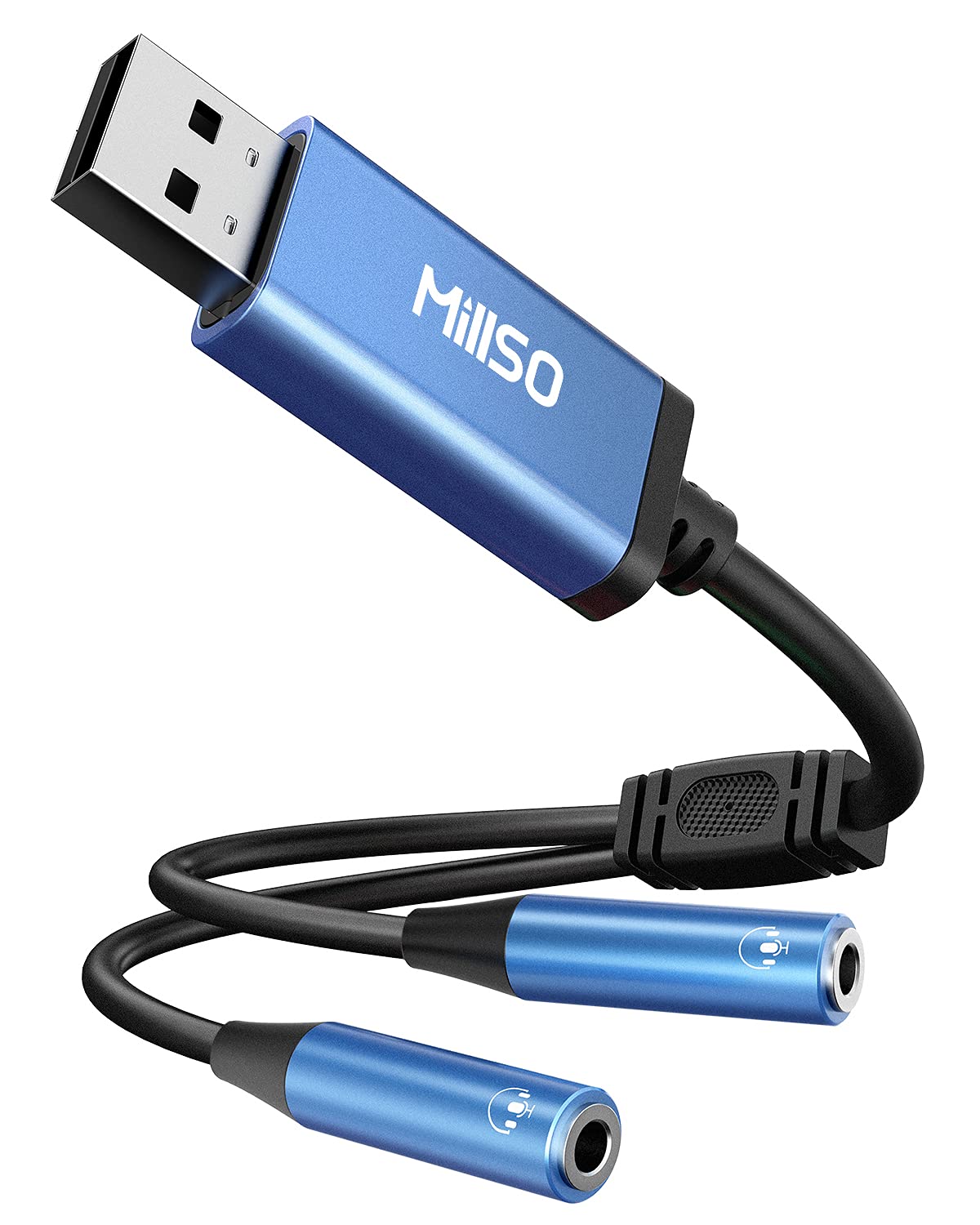 MillSO 1 Feet USB to Dual 3.5mm Audio Jack Adapter MUSB352FHY-30U Stereo Sound Card