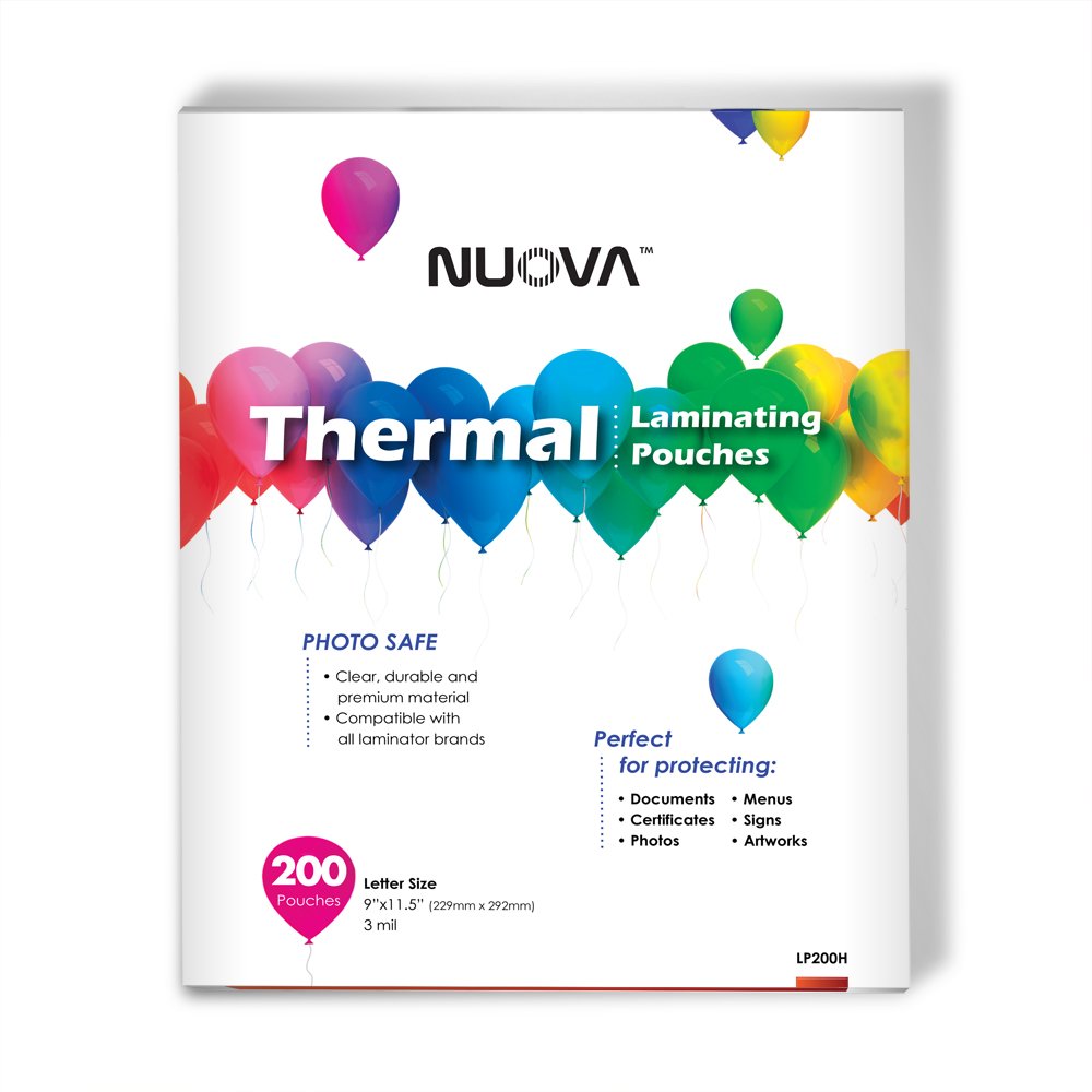 Nuova 9" x 11.5" LP200H Thermal Laminating Pouches, 3 mil, 200 Pack
