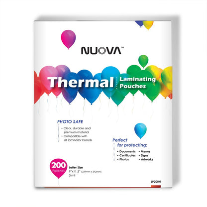 Nuova 9" x 11.5" LP200H Thermal Laminating Pouches, 3 mil, 200 Pack