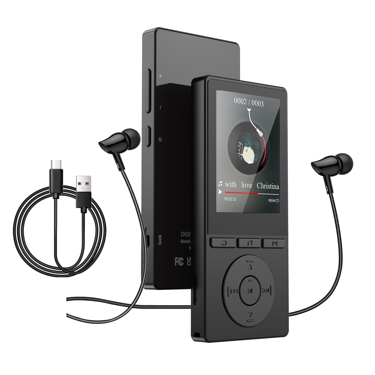 Aiandcc 64GB M6 MP3 Player 2.4 Inches Built-In Speaker 56 Hour Battery Life