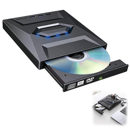 Linyuant External Blu-ray Drive BD/DVD/CD Optical Writer USB-A/USB-C