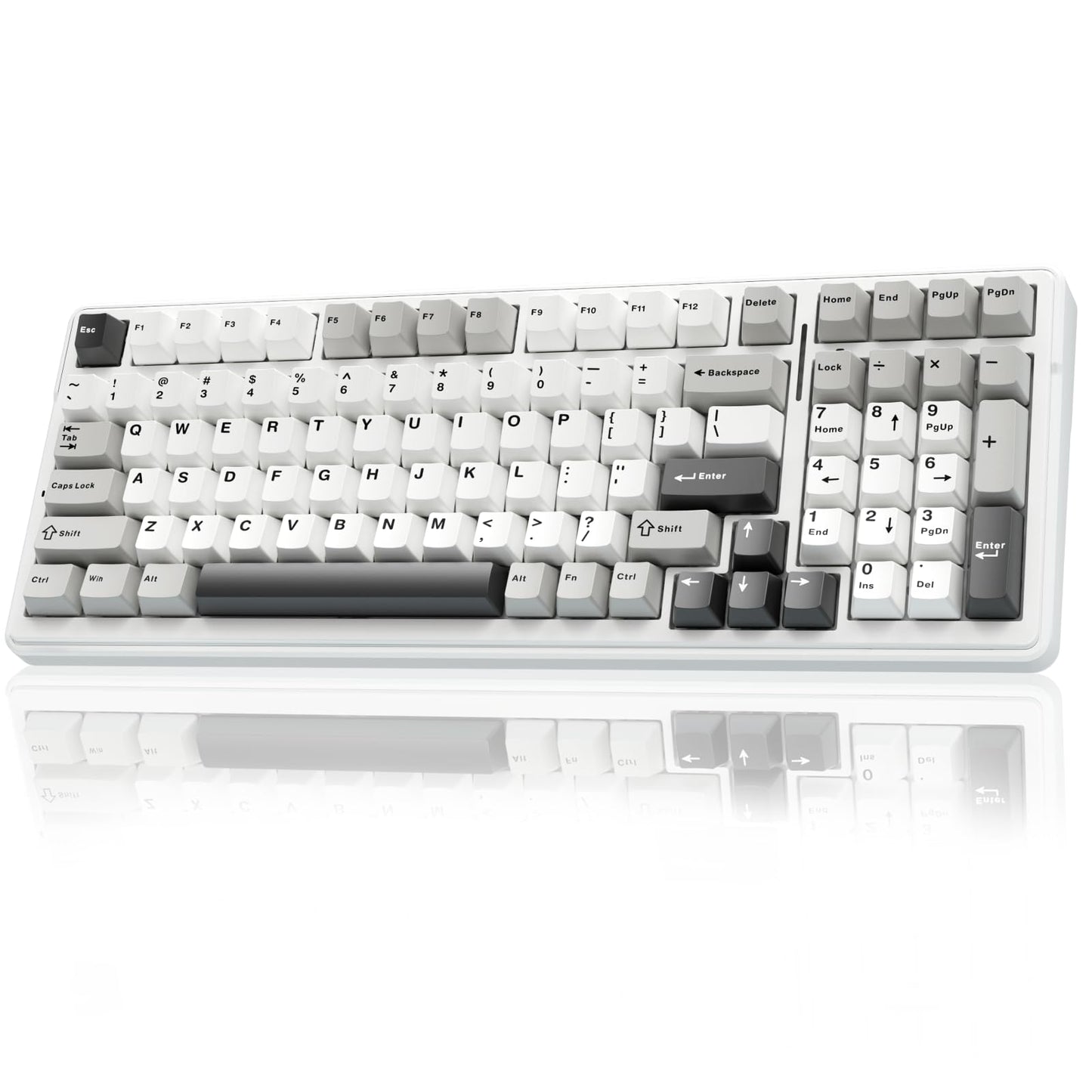 AULA F99 99-keys Wireless Mechanical Keyboard QWERTY 2.4GHz/BT5.0/USB-C Linear Switch, Black&Grey&White