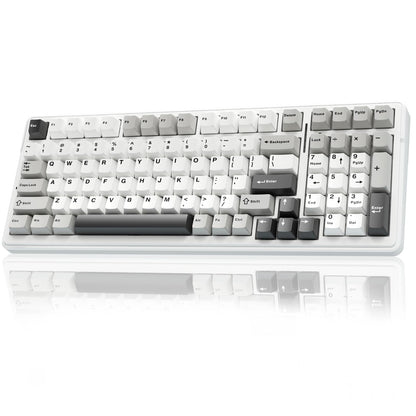 AULA F99 99-keys Wireless Mechanical Keyboard QWERTY 2.4GHz/BT5.0/USB-C Linear Switch, Black&Grey&White
