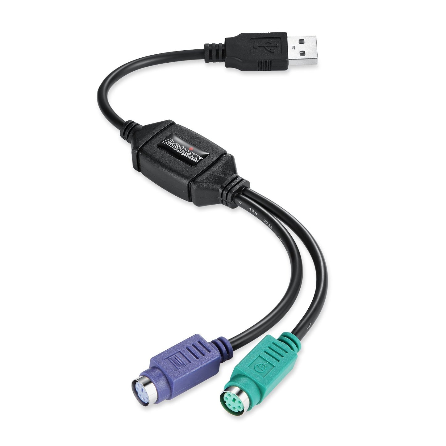Perixx PERIPRO-401 PS2 to USB Adapter - 3 Ports - Black, Green, Purple - Limited
