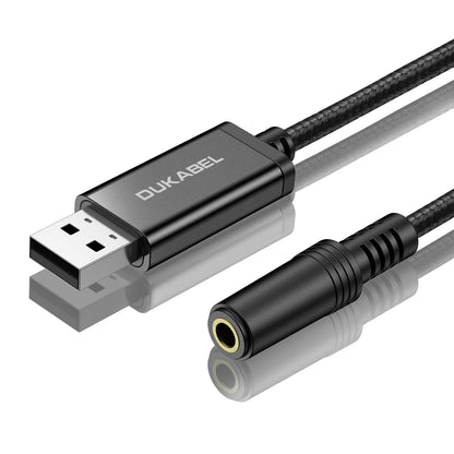 DUKABEL USB to 3.5mm Audio Adapter DUSB351F-120B Stereo to USB Audio Adapter Black