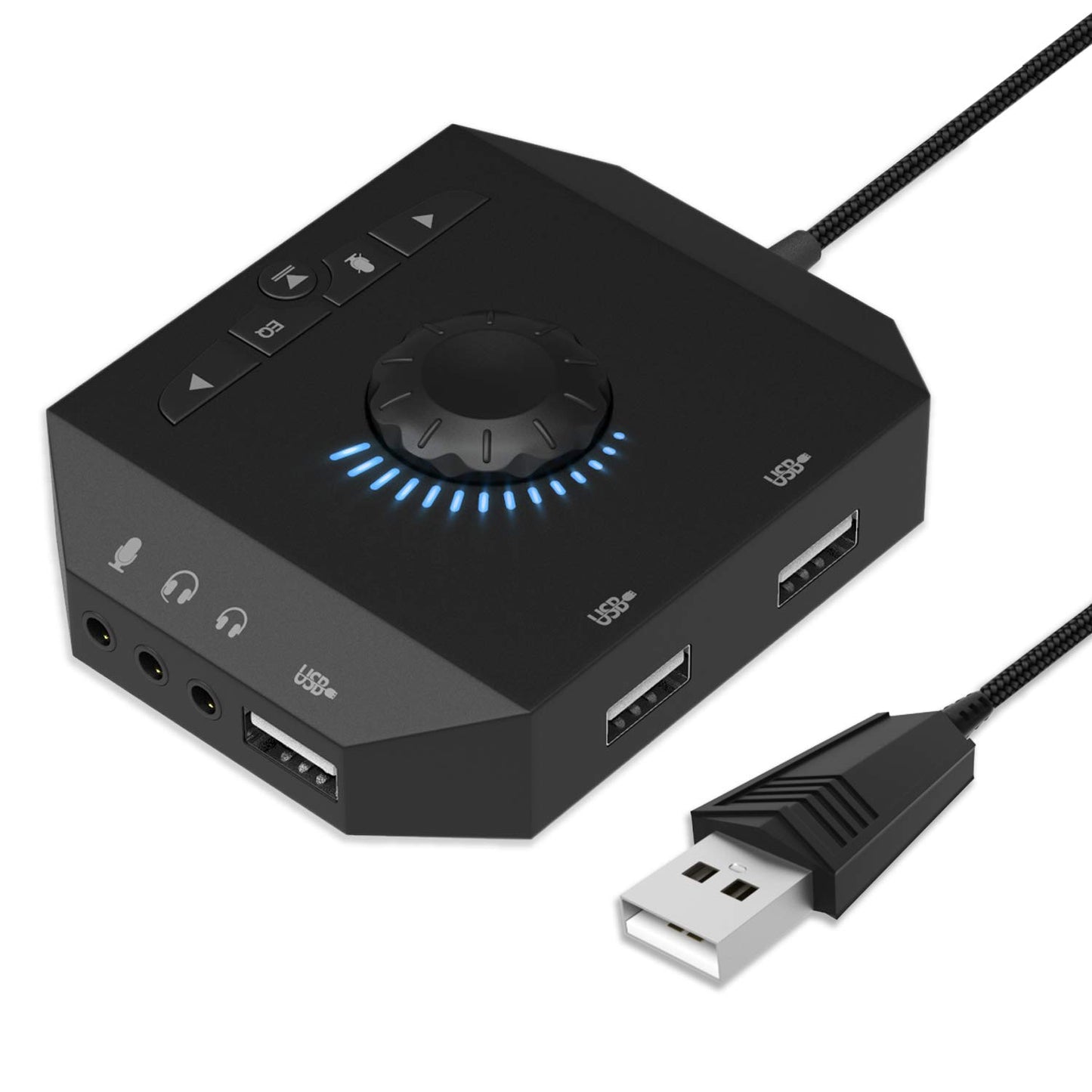 Tendak 3.93ft USB Hub CP-040-BK-Br 5.1 Surround Sound Stereo External Sound Card 48KHz 120dB