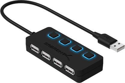 SABRENT 4 Port USB 2.0 Hub Model HB-UMLS 480 Mbps USB 2.0 Network Hub