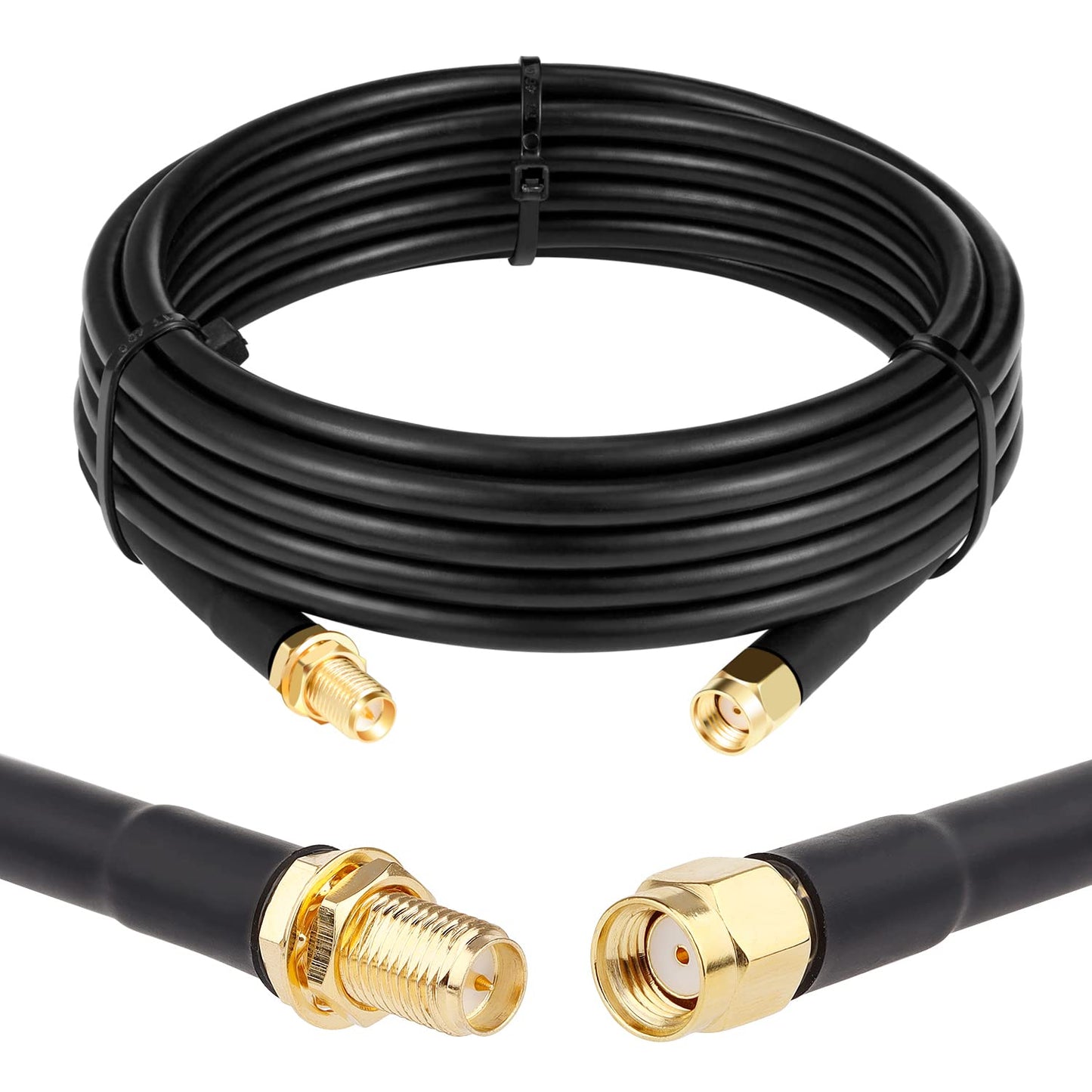 XRDS -RF 10FT RP-SMA Male to RP-SMA Female Coaxial Cable, RG58 for WiFi and Wireless Network Applications