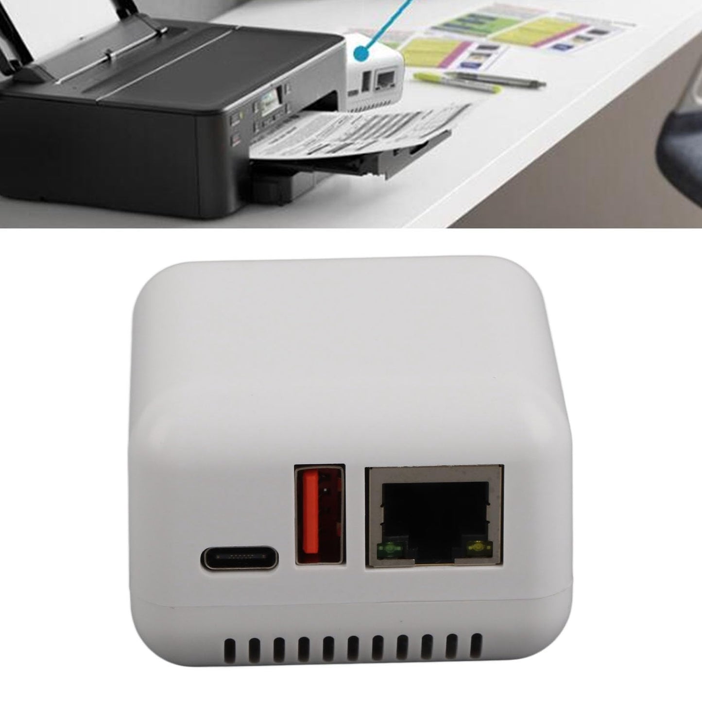 DAUERHAFT 3.94 x 3.54 x 2.36 inches DAUERHAFTzy2dr8c19b-11 USB 2.0 Network Print Server